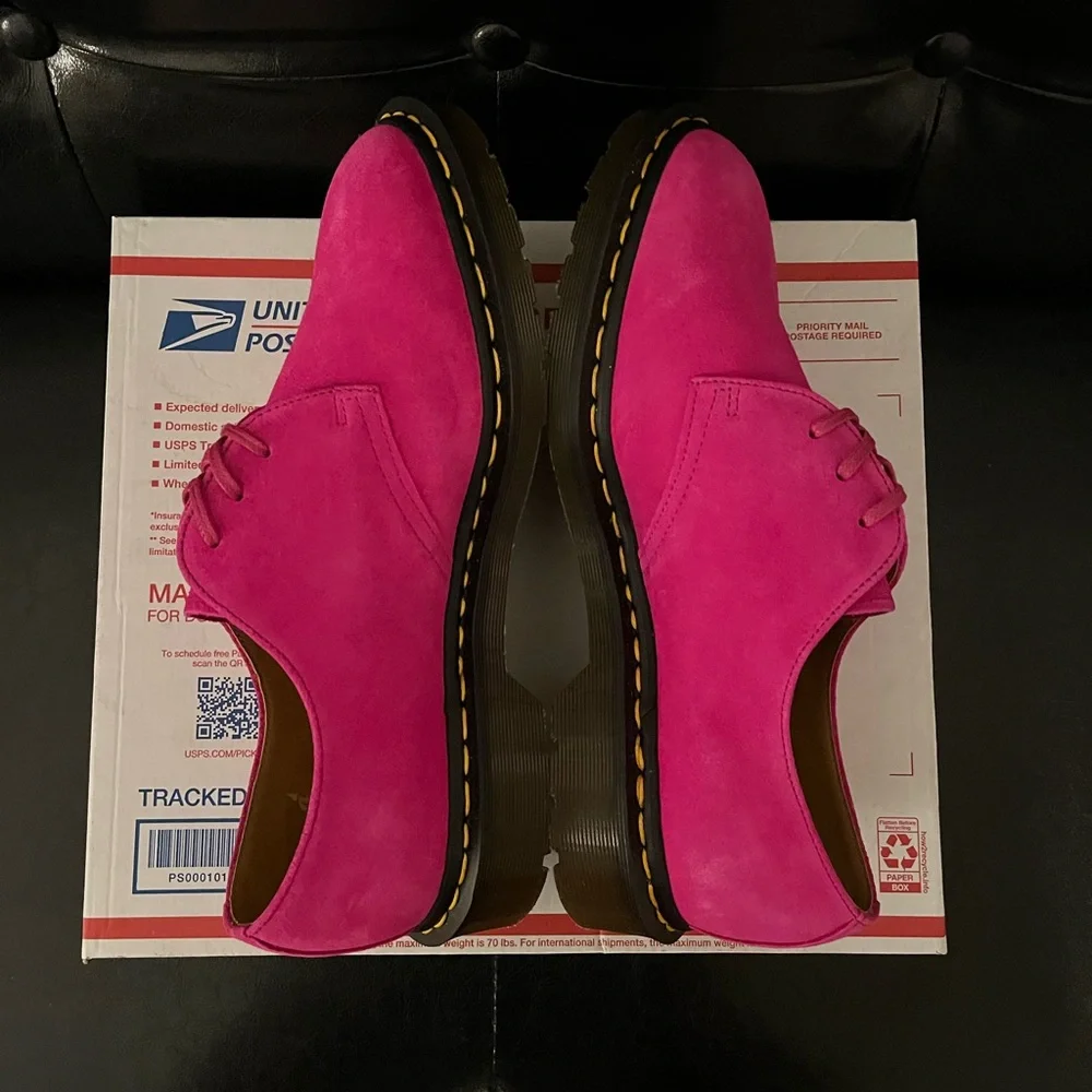 Dr. Martens 1461 Made in England Buck Suede Oxford‎ Shoes Pink Size 8